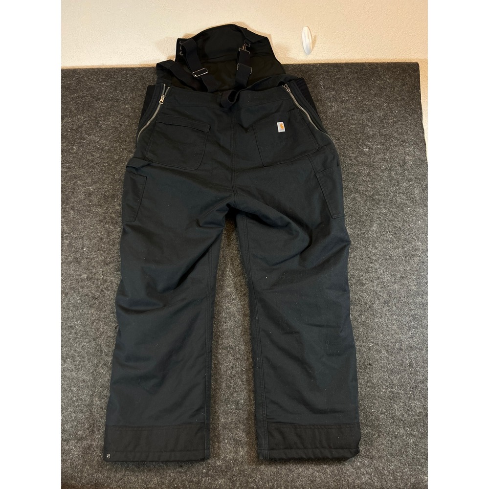 Carhartt Quick Duck Insulated Bib Overalls Black 102740 Womens XL Short Duck